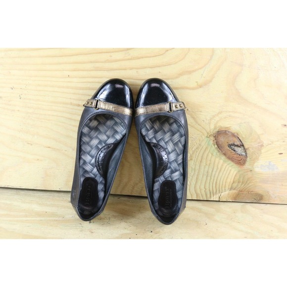 Born Shoes Women Sz 8 Black Leather Slip On Ballet Flats - Picture 8 of 9